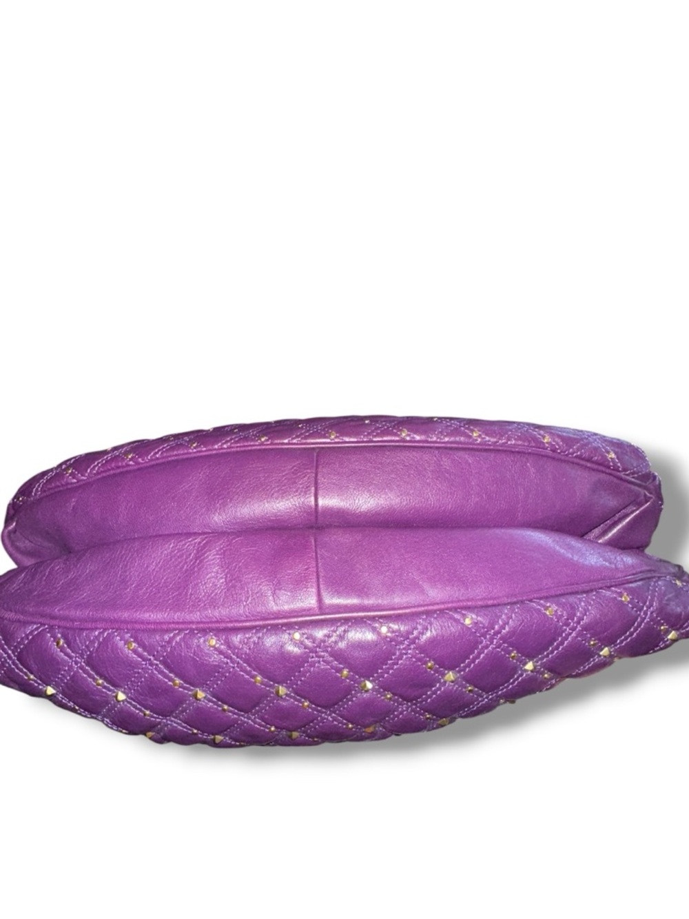 Marc Jacobs Calfskin Stardust Cecilia Studded Satchel VIBRANT PLUM PURPLE - Picture 6 of 11